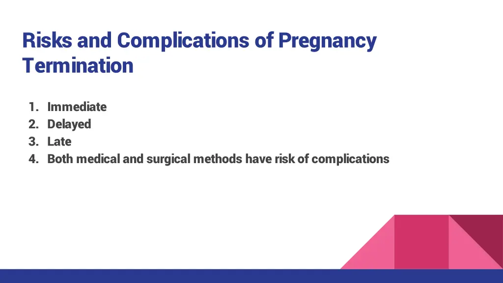 risks and complications of pregnancy termination