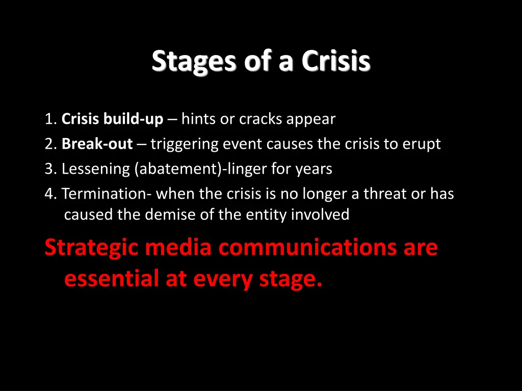 stages of a crisis