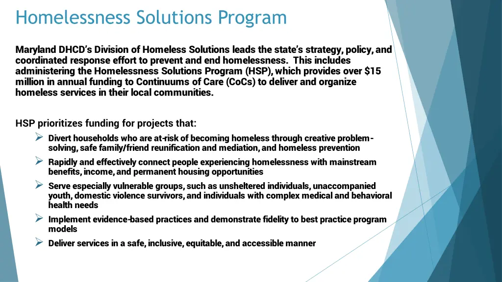 homelessness solutions program