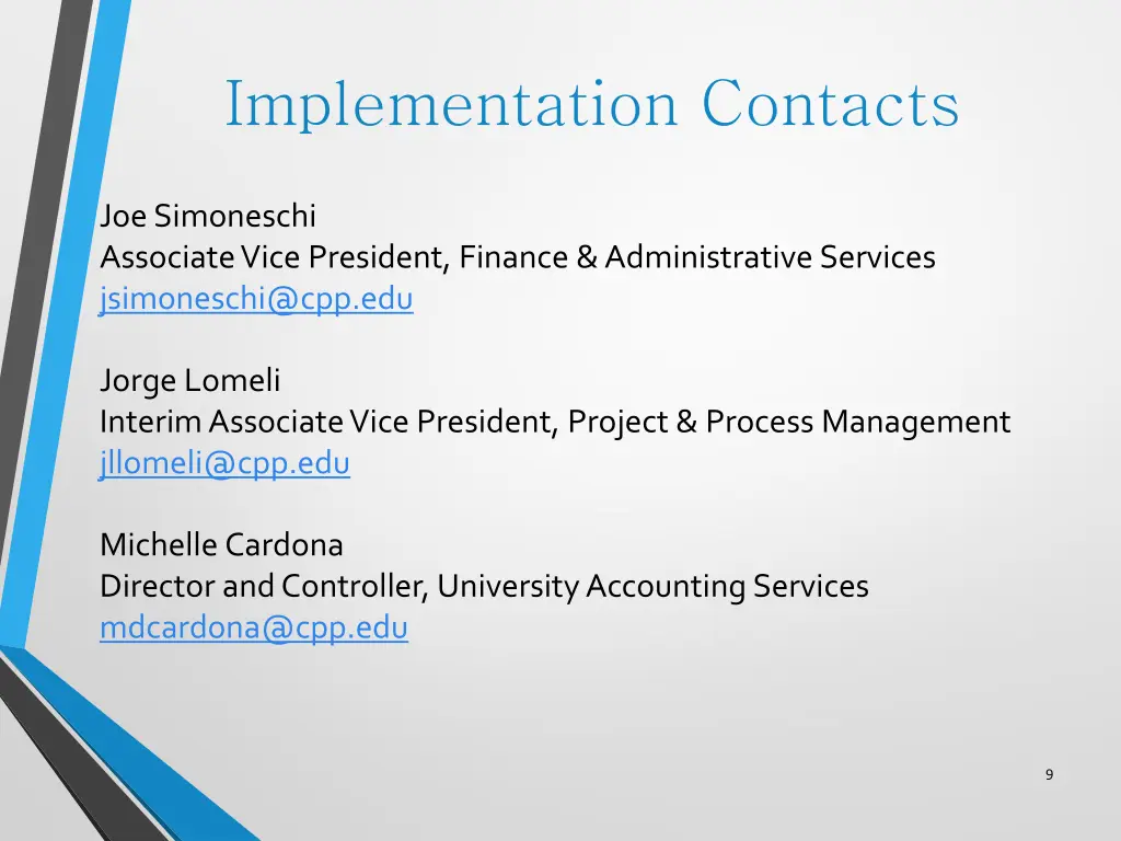 implementation contacts