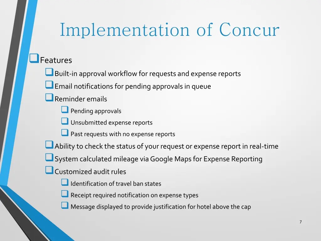 implementation of concur 1