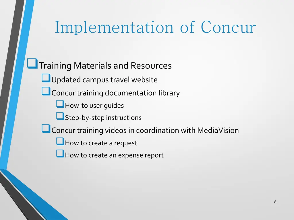 implementation of concur 2