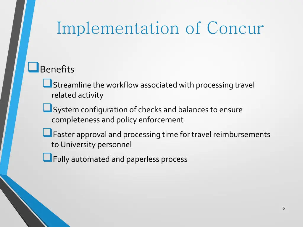 implementation of concur