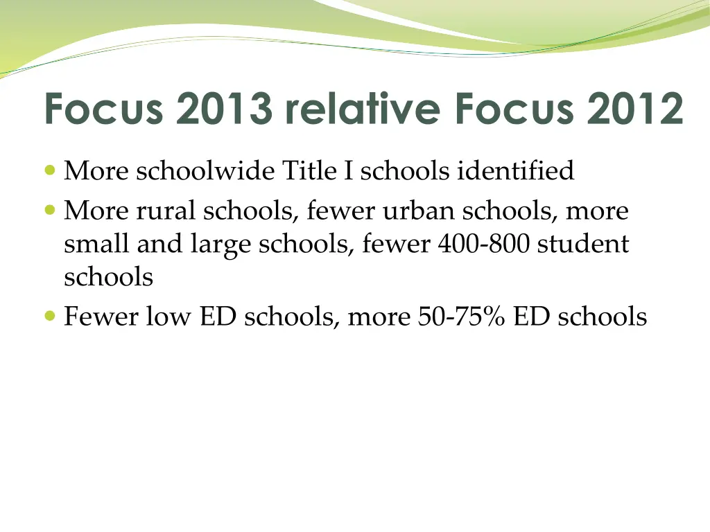 focus 2013 relative focus 2012