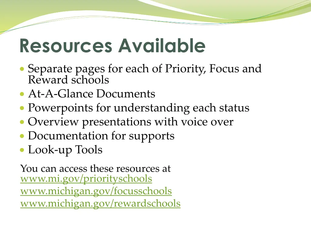 resources available 1