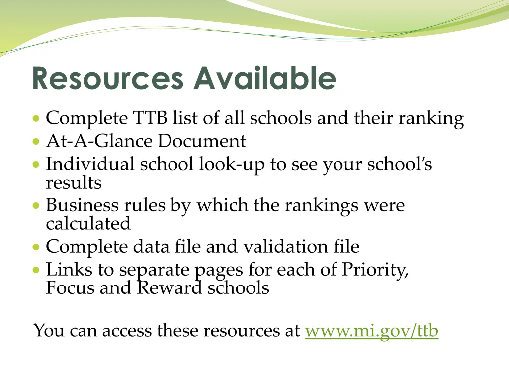 resources available