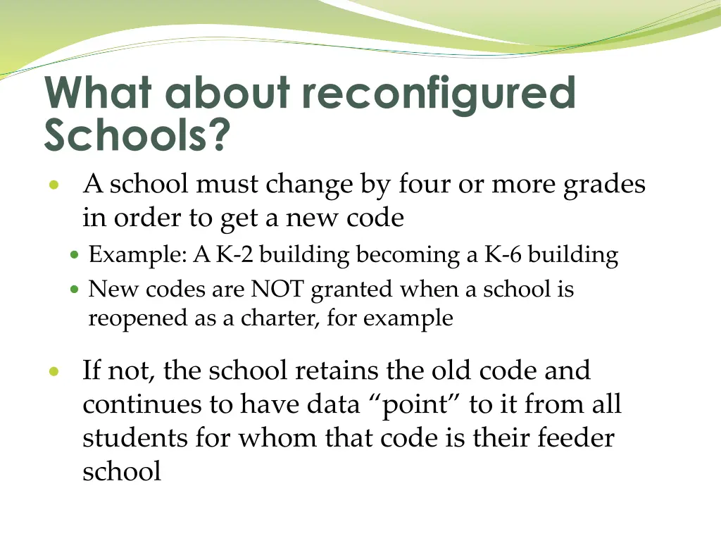 what about reconfigured schools