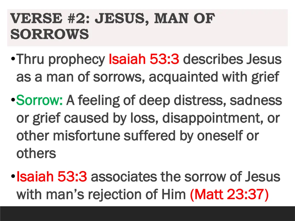 verse 2 jesus man of sorrows