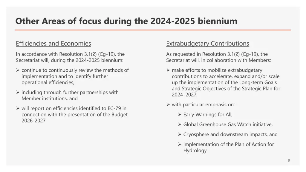 other areas of focus during the 2024 2025 biennium