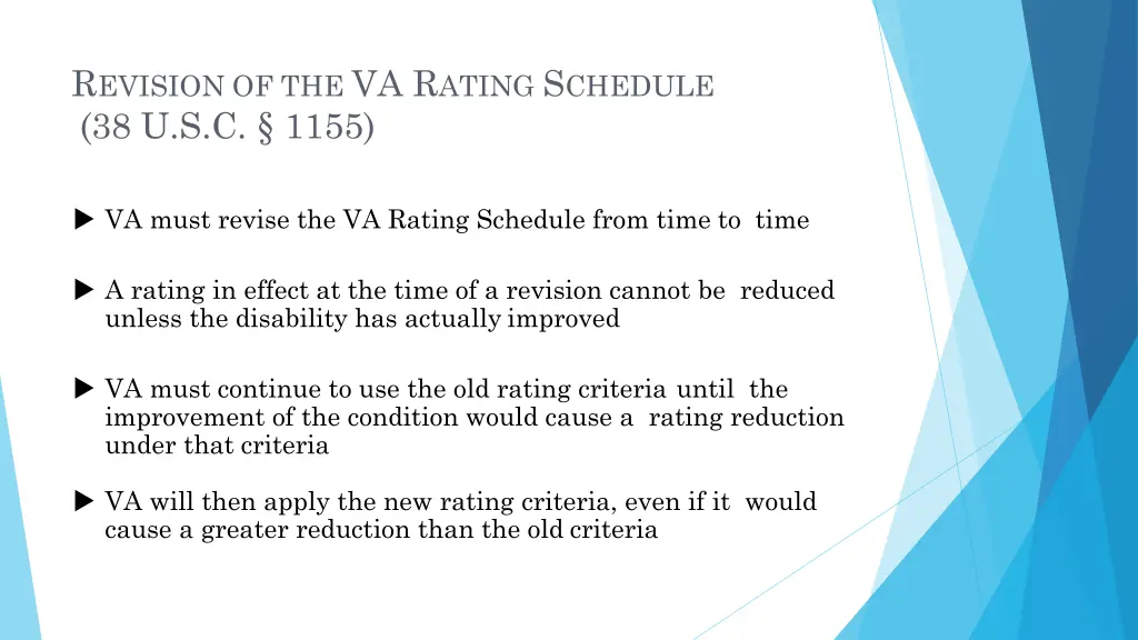 r evision of the va r ating s chedule
