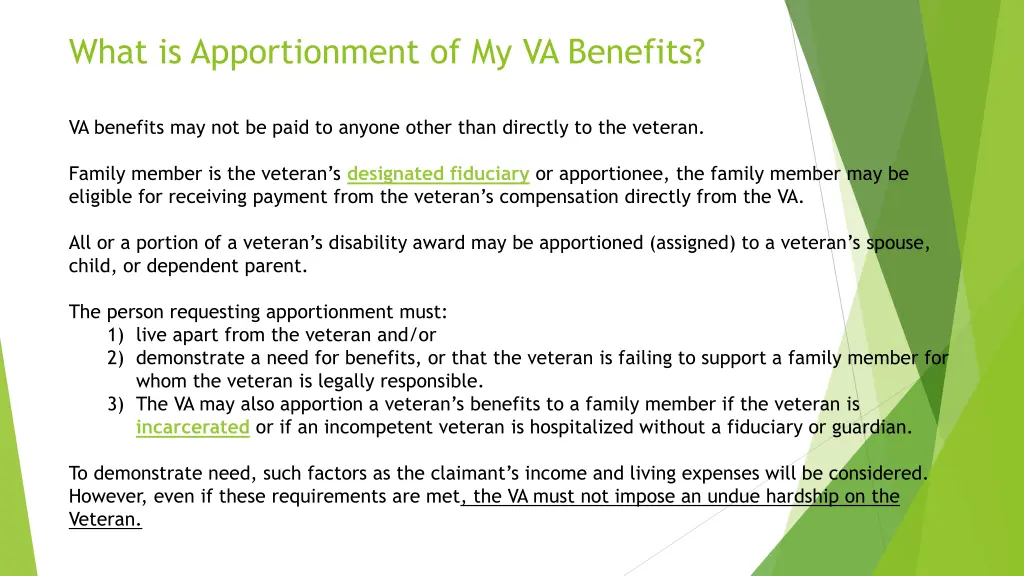 what is apportionment of my va benefits