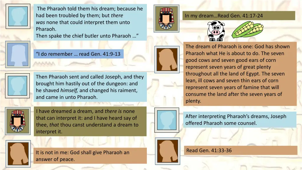 the pharaoh told them his dream because