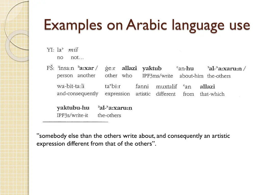 examples on arabic language use 2