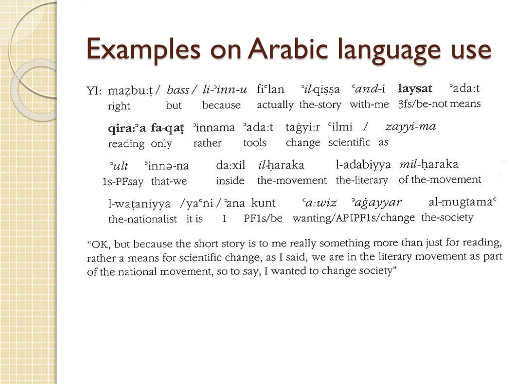 examples on arabic language use 3
