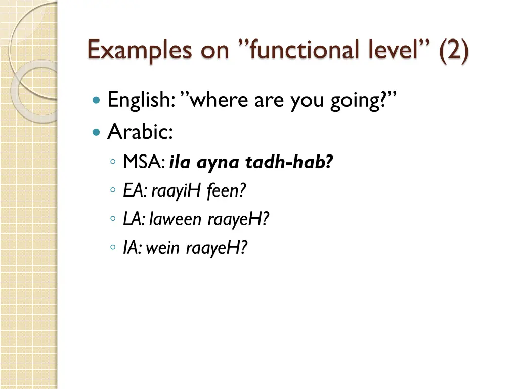 examples on functional level 2 1