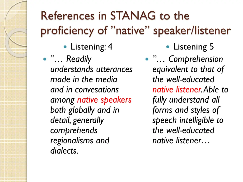 references in stanag to the proficiency of native 1