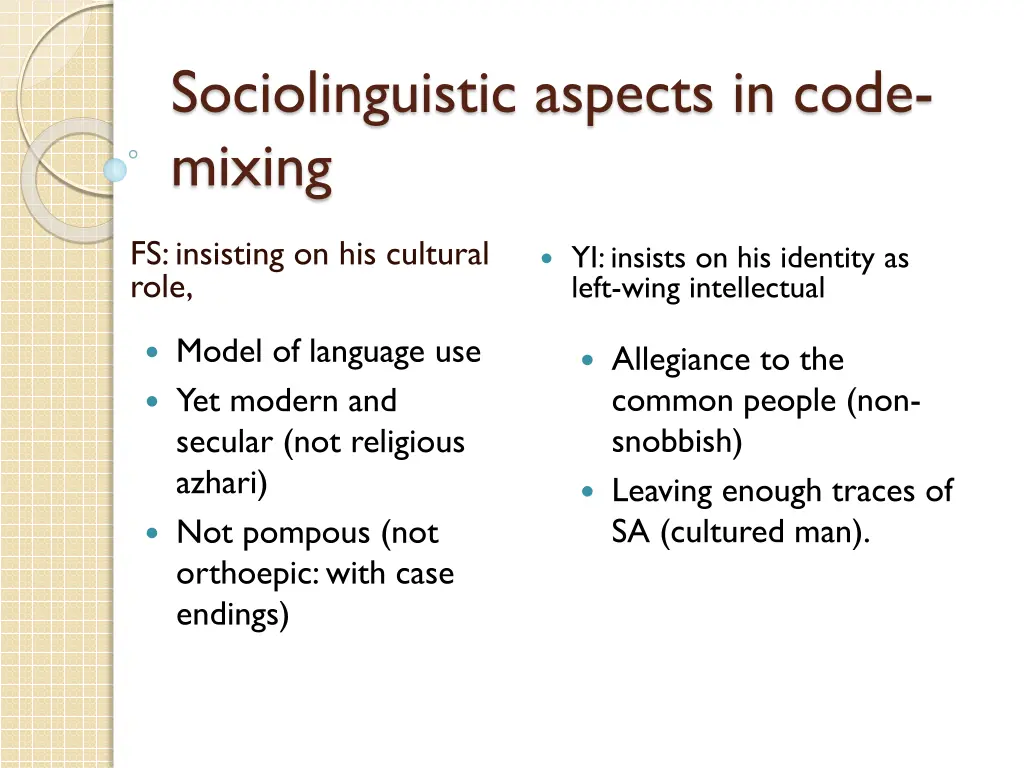 sociolinguistic aspects in code mixing