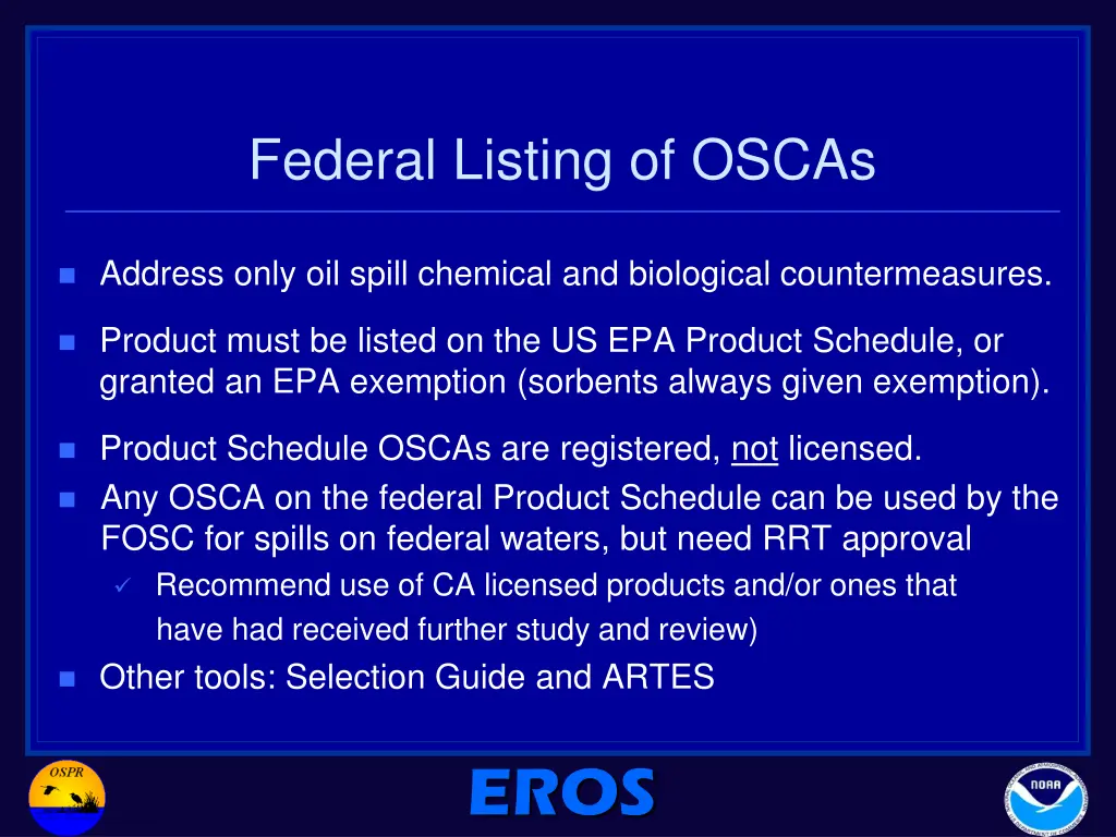 federal listing of oscas