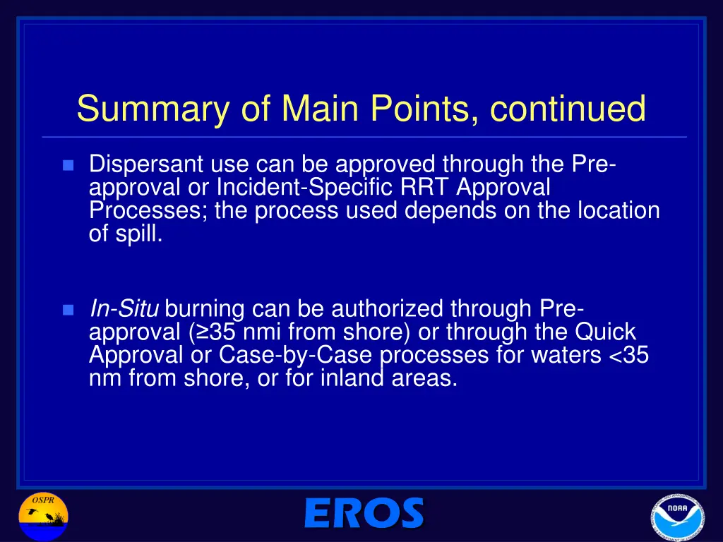 summary of main points continued