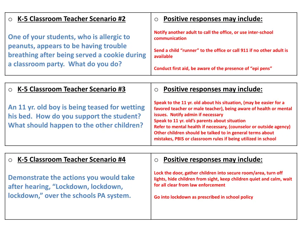 o k 5 classroom teacher scenario 2