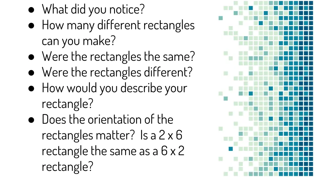 what did you notice how many different rectangles