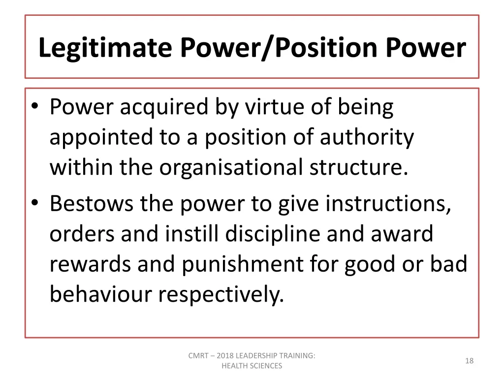 legitimate power position power