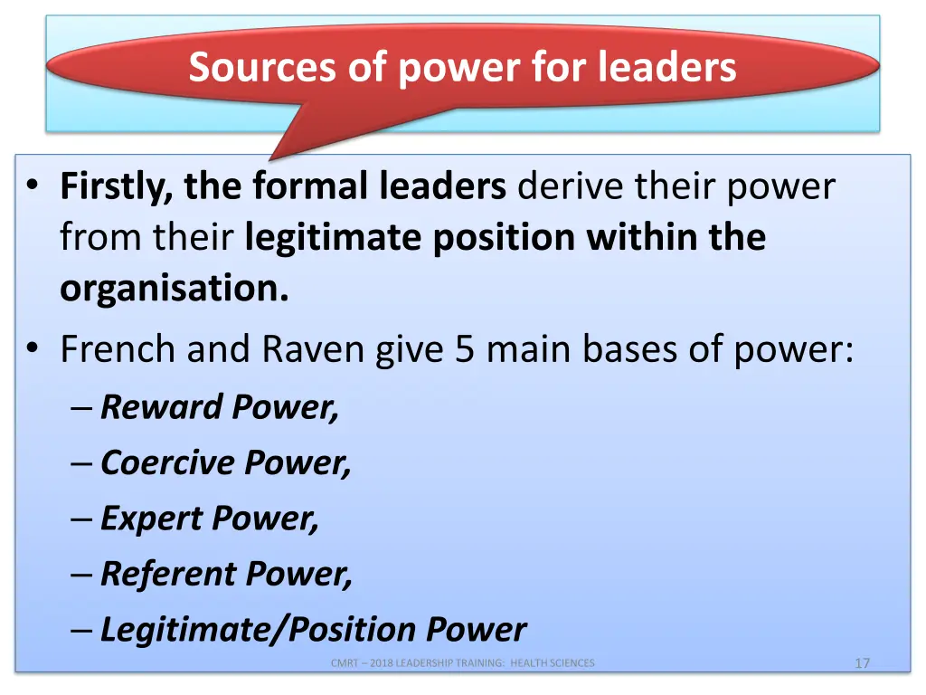 sources of power for leaders