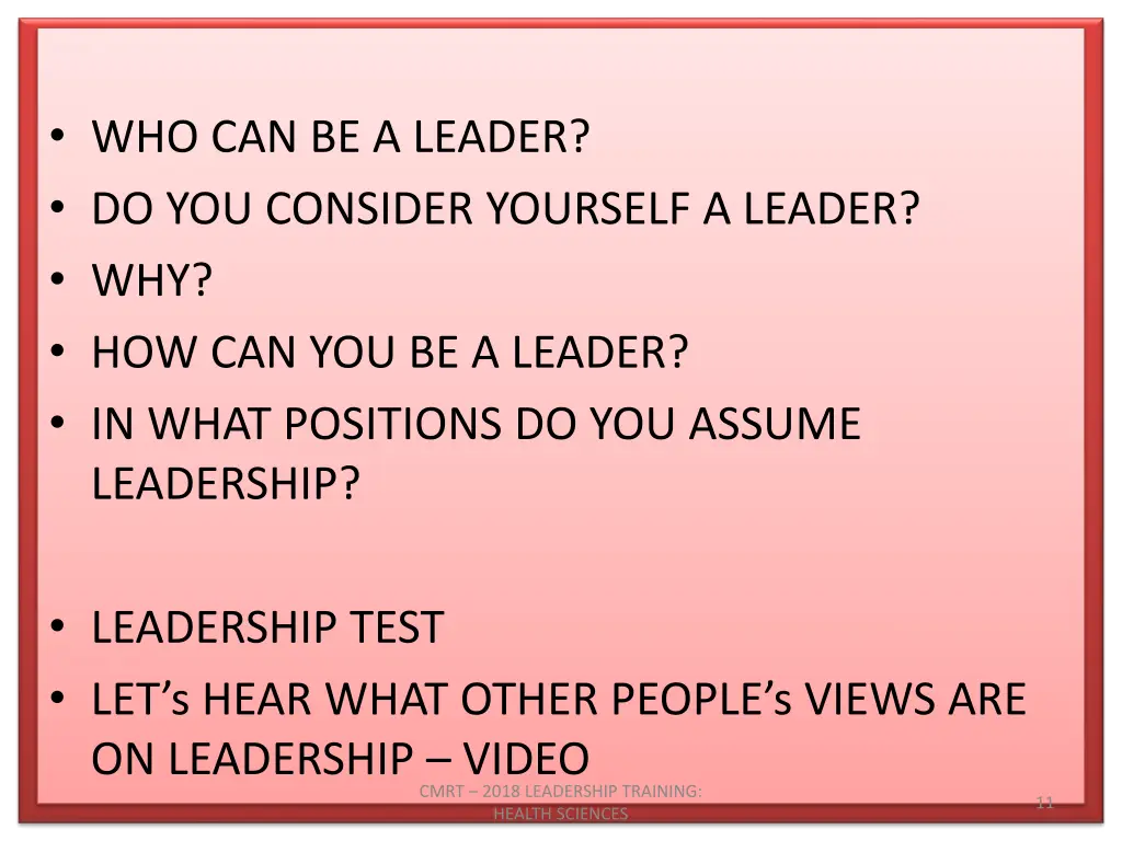 who can be a leader do you consider yourself