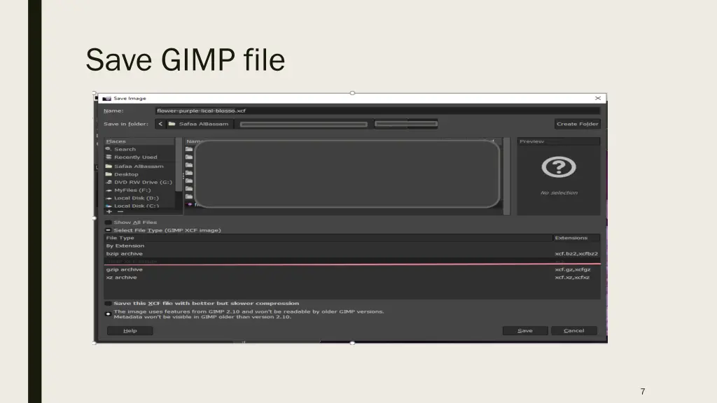 save gimp file