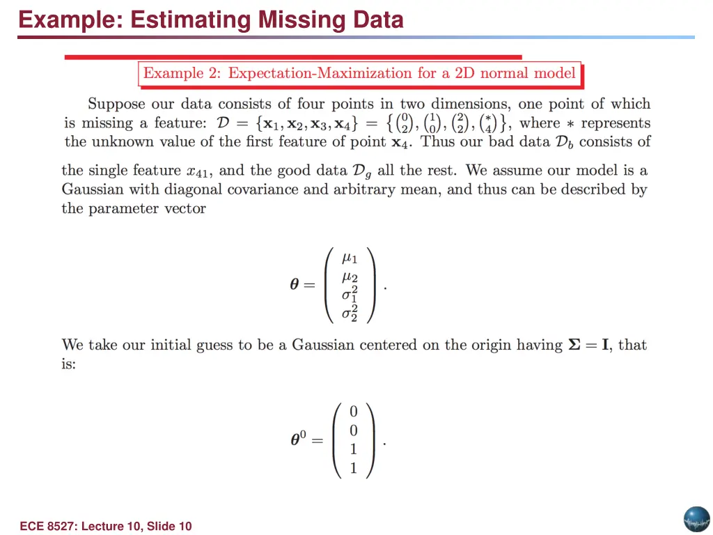 example estimating missing data