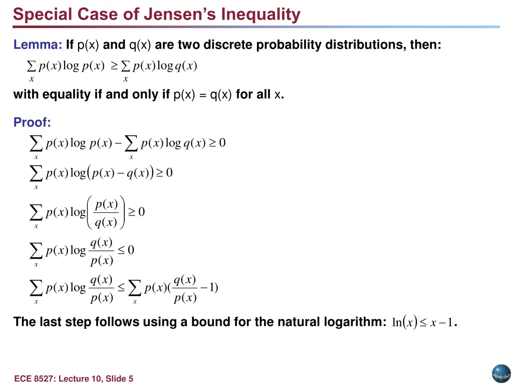 special case of jensen s inequality