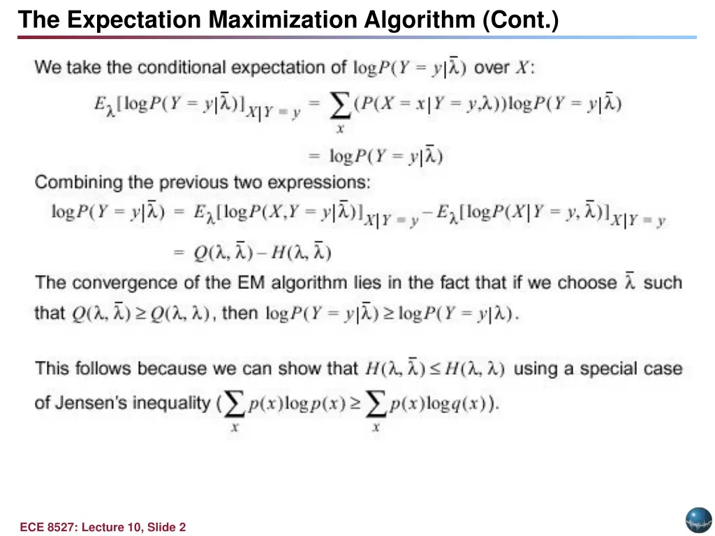 the expectation maximization algorithm cont