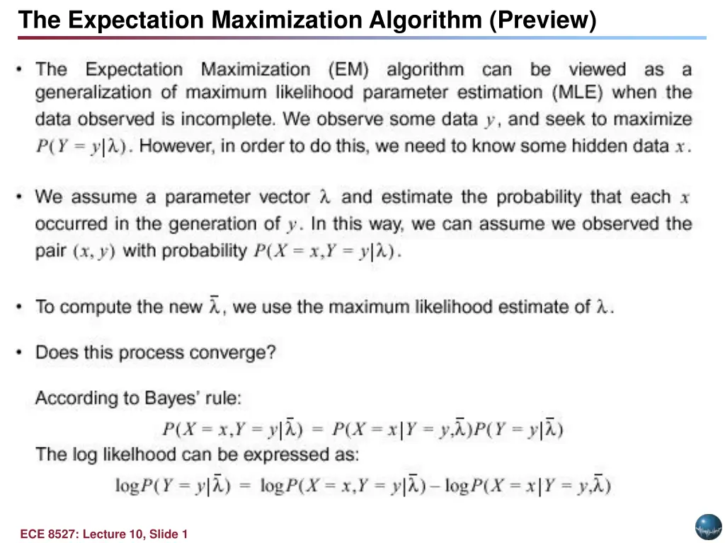 the expectation maximization algorithm preview