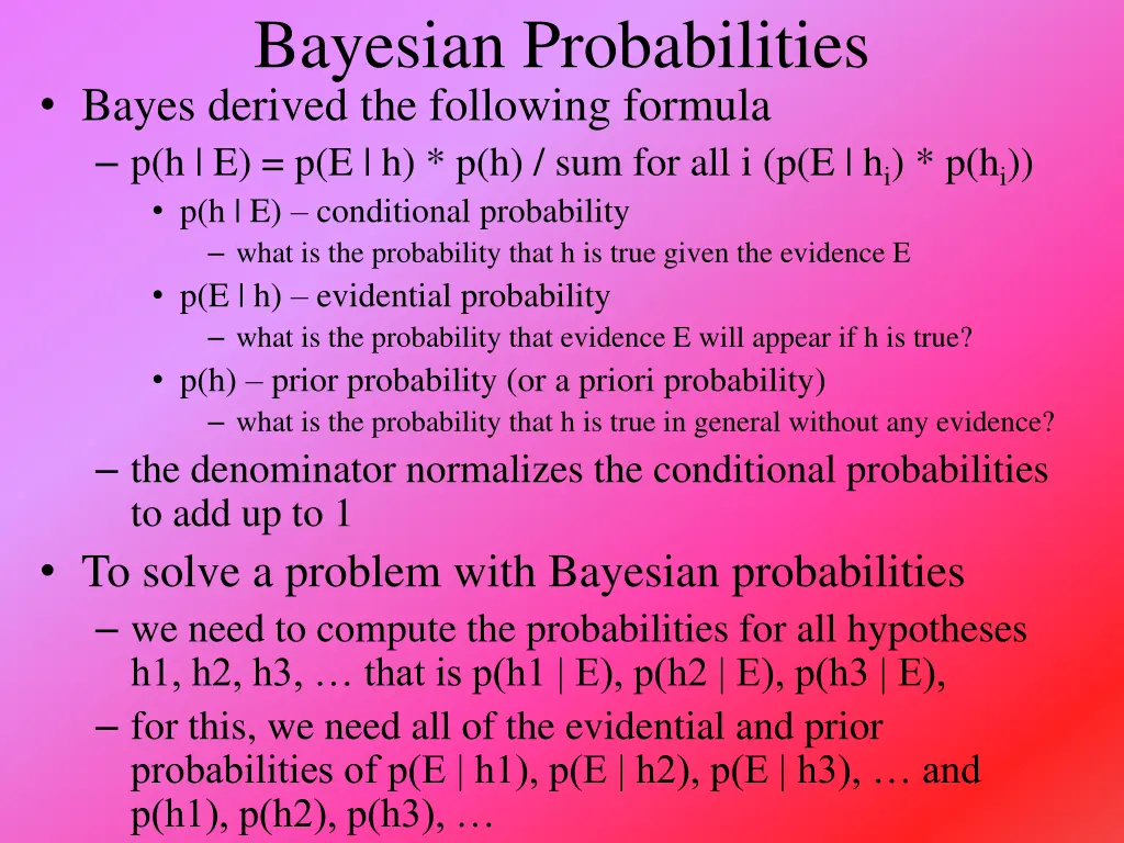 bayesian probabilities bayes derived