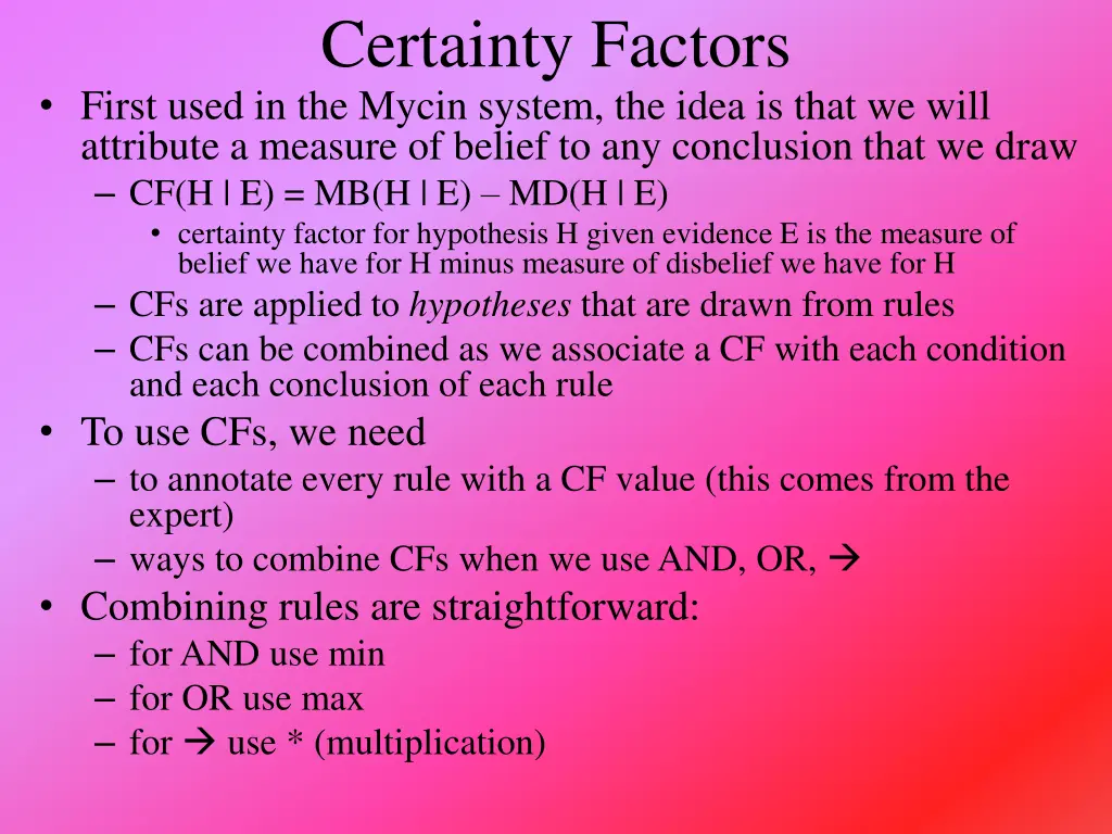 certainty factors