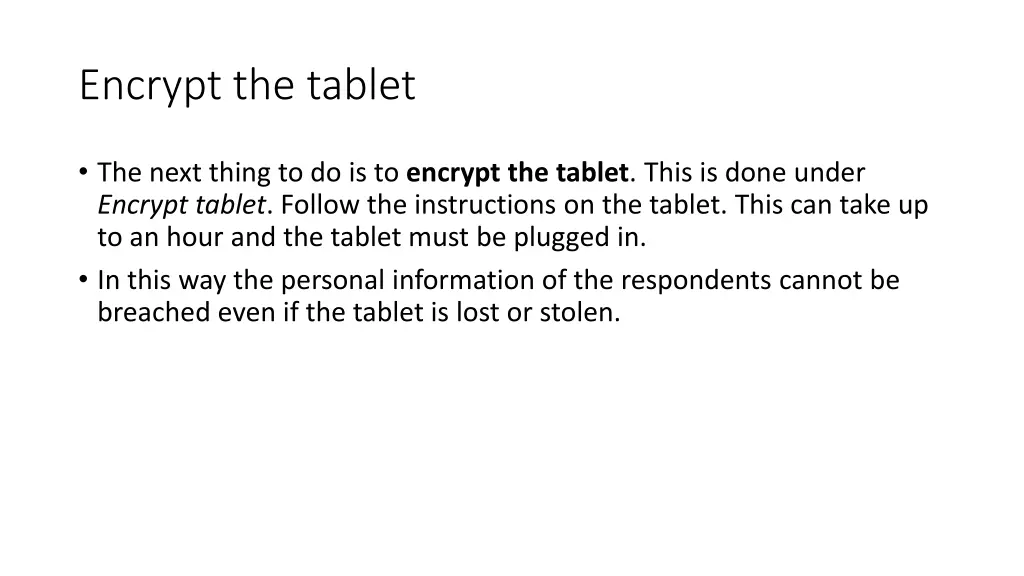encrypt the tablet