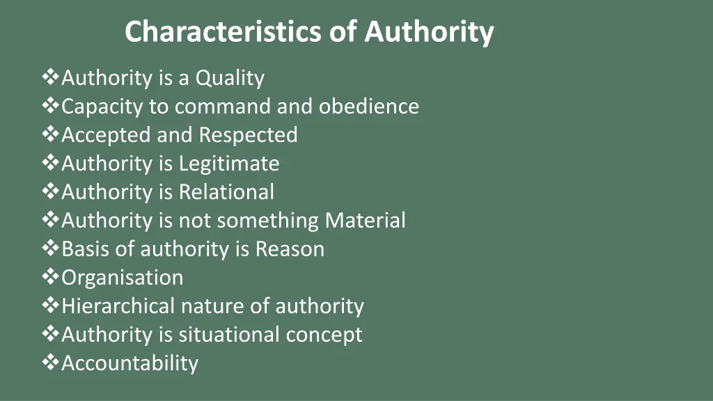 characteristics of authority