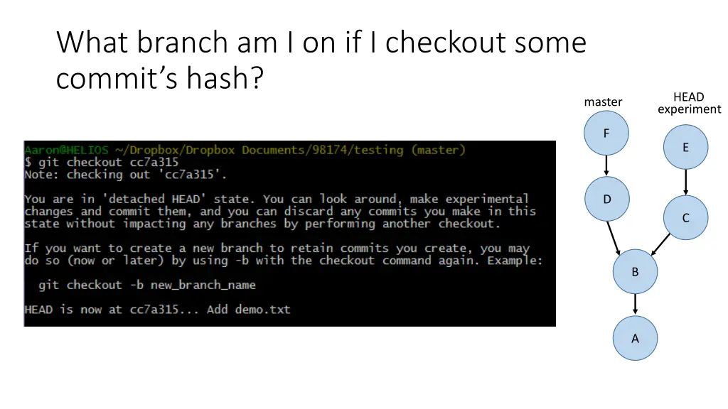 what branch am i on if i checkout some commit