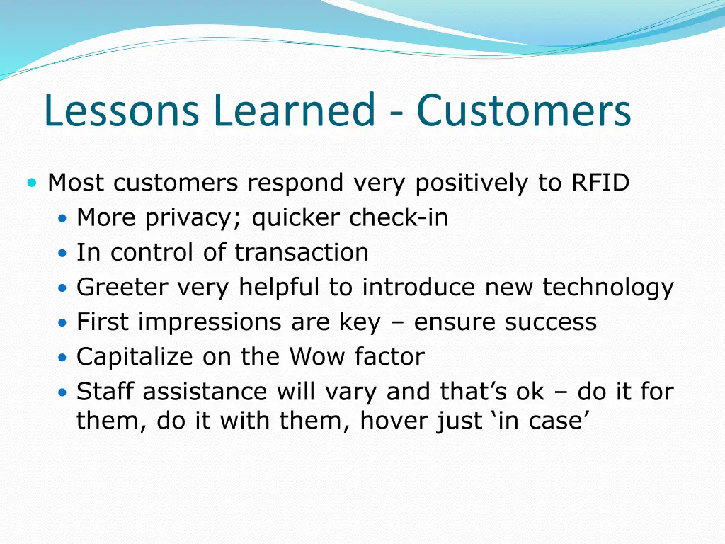 lessons learned customers