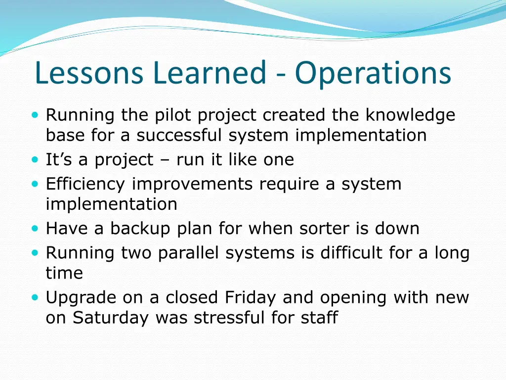 lessons learned operations