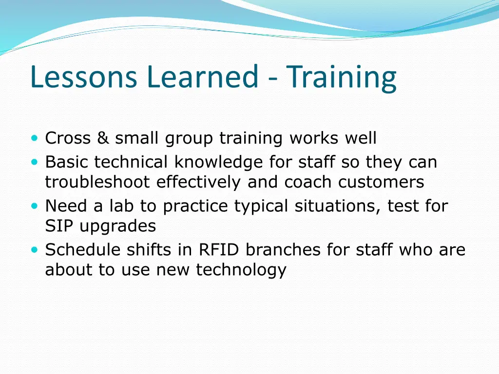 lessons learned training