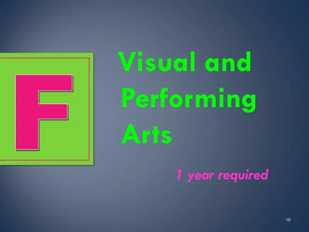 visual and performing arts 1 year required