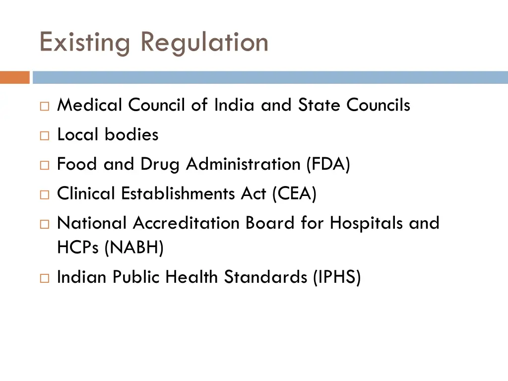 existing regulation