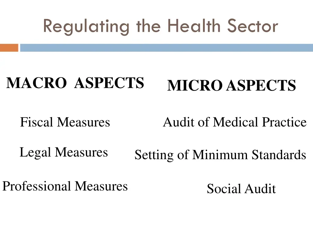regulating the health sector