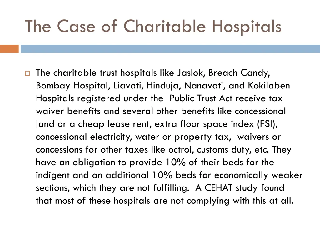 the case of charitable hospitals