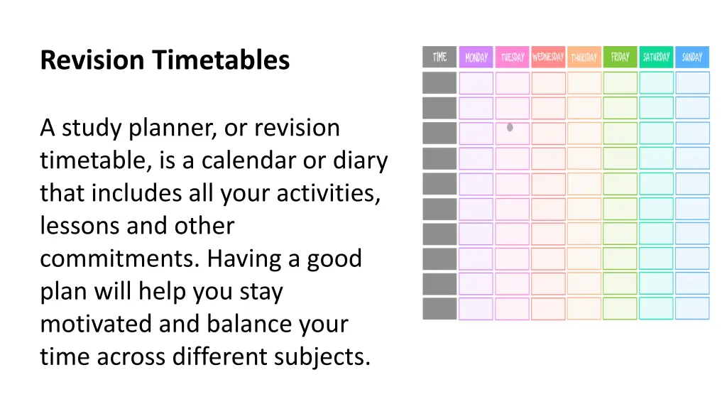 revision timetables