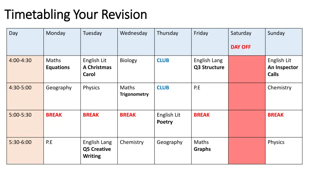 timetabling your revision timetabling your 1