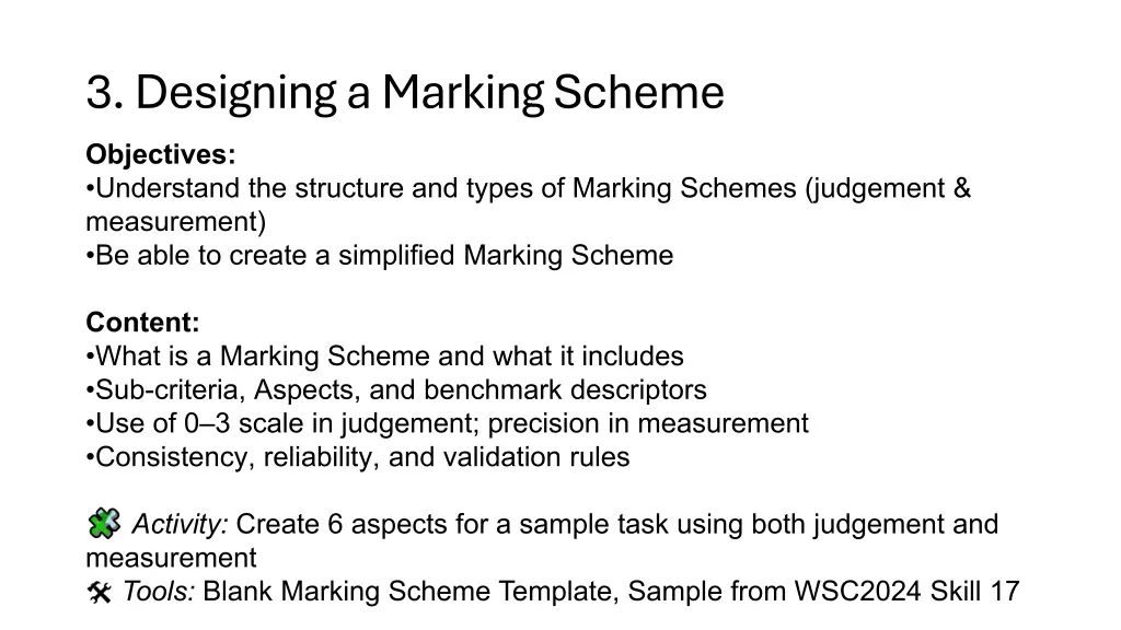 3 designing a marking scheme