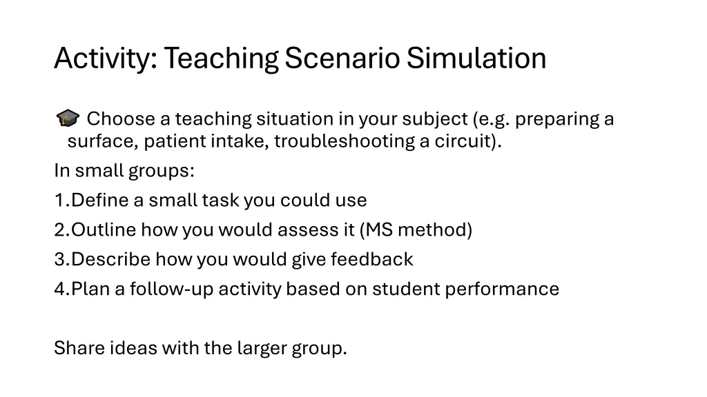 activity teaching scenario simulation