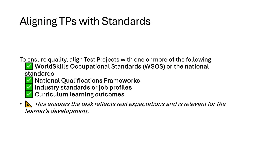 aligning tps with standards